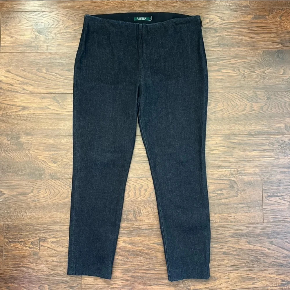 Lauren by Ralph Lauren Denim Capri Crop Pants Zip Up Womens Size 12